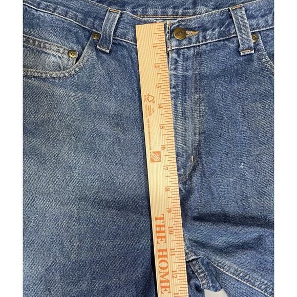 Carhartt Relaxed Fit Mens 34x32 Blue Jeans Denim Workwear Stains Work Tag 381-83 - Picture 10 of 16